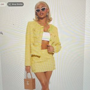 Yellow fashion nova mini skirt set